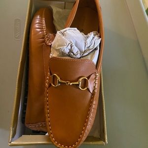 COPY - NIB mercanti fiorentini tan gold horsebit loafer